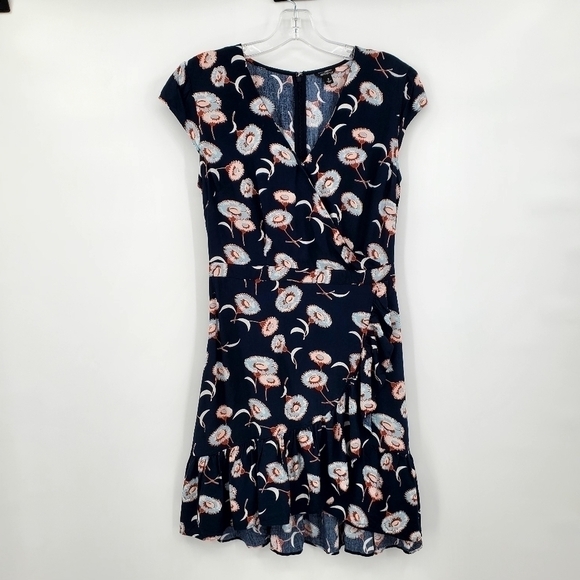 J. Crew Navy Floral Faux Wrap Mini Dress - Picture 6 of 16